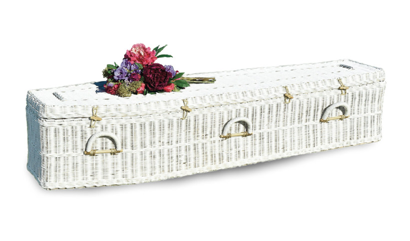 White Rattan Traditional Coffin