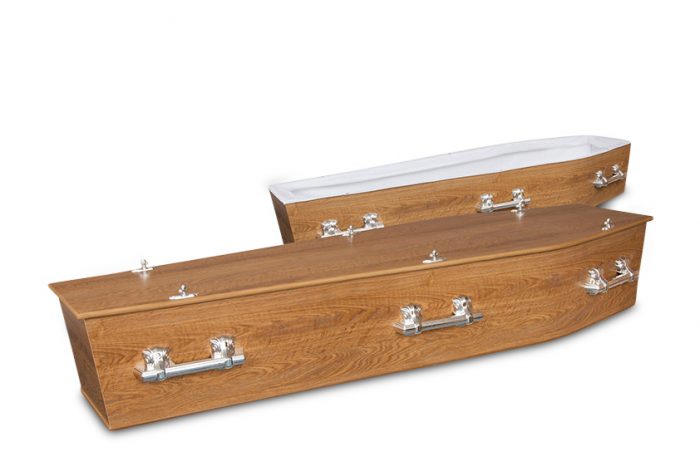 Basic Country Oak Brown Coffin | Gift of Grace Funeral Services Perth