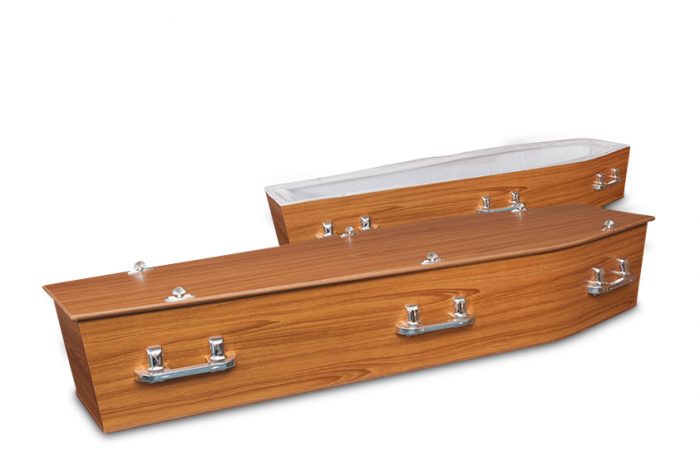 Basic Deluxe Teak Brown Coffin | Gift of Grace Funeral Services Perth