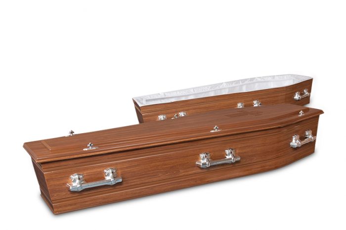 Calvary Jailo Cross Brown Coffin | Gift of Grace Funeral Homes in Perth
