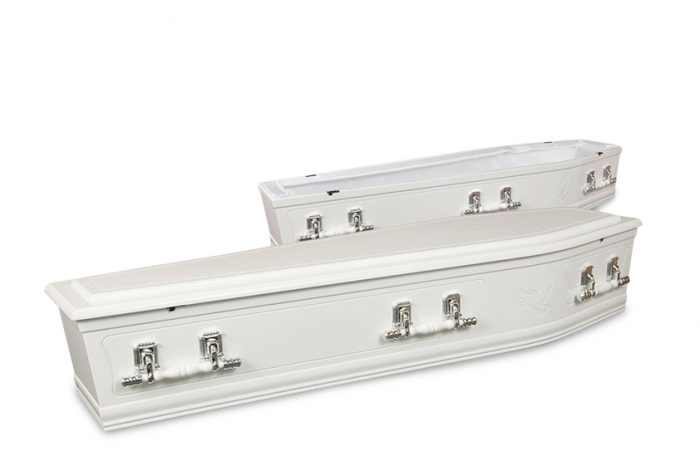 Dome Dove White Coffin | Gift of Grace Funeral Services in Perth