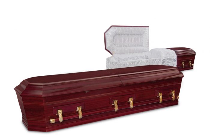 Grecian Urn Rosewood Half Lid Dark Brown Coffin | Gift of Grace Funeral Homes in Perth
