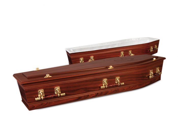 Norwood Jarrah Cross Brown Coffin | Gift of Grace Funeral Homes in Perth